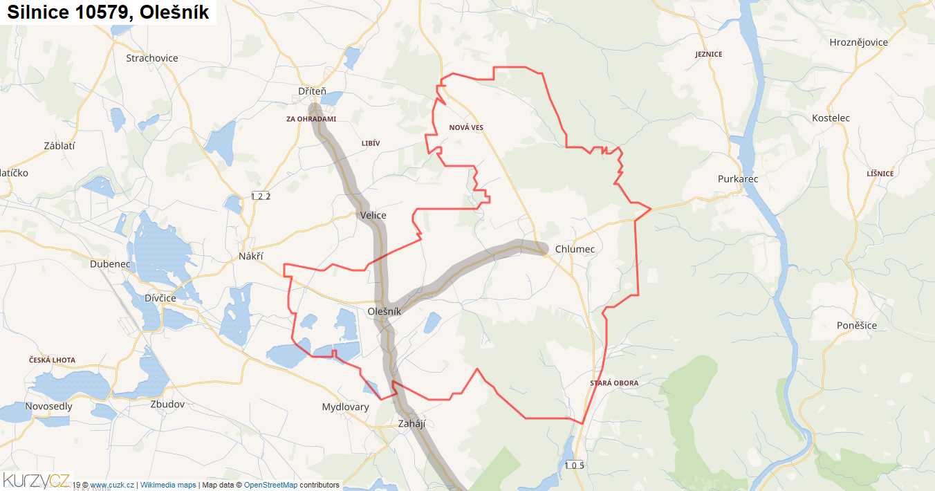 Olešník, Silnice 10579 - Mapa