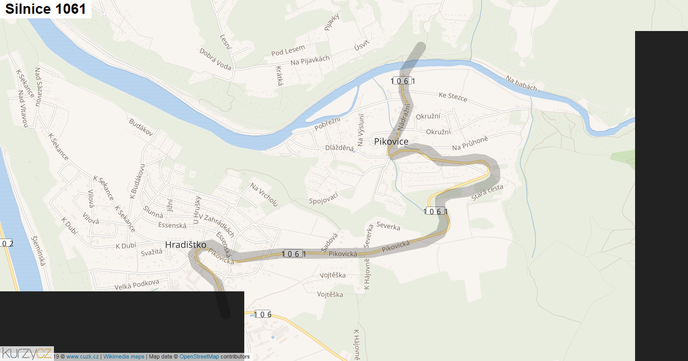 Silnice 1061 - mapa Silnice 1061