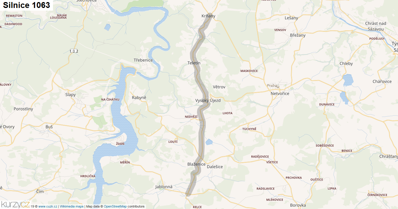 Silnice 1063 - mapa Silnice 1063