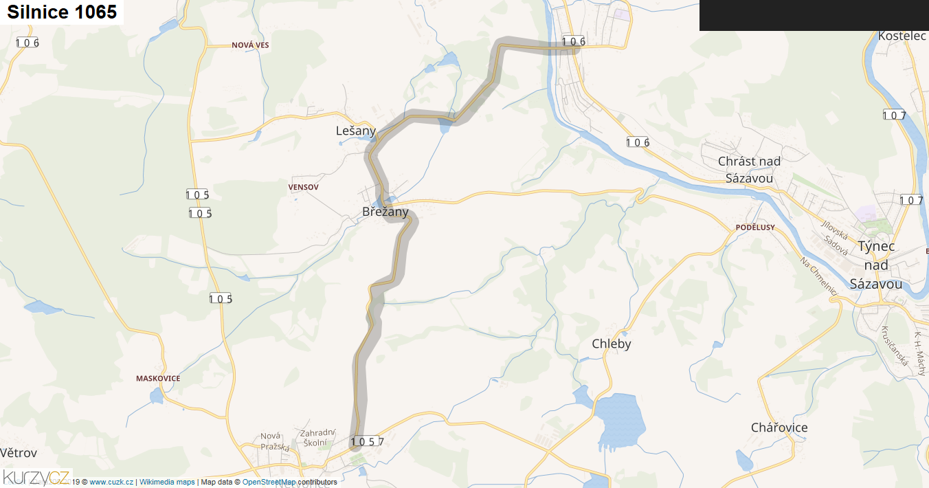 Silnice 1065 - mapa Silnice 1065