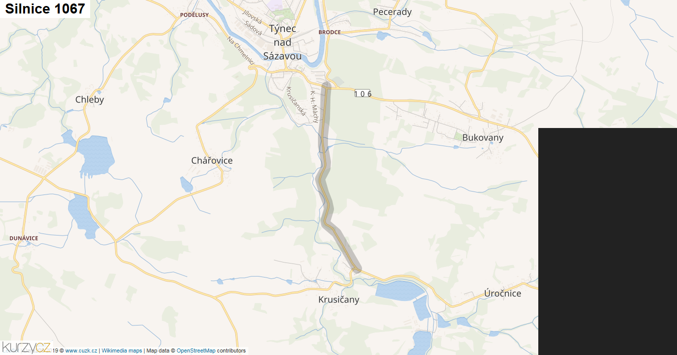 Silnice 1067 - mapa Silnice 1067