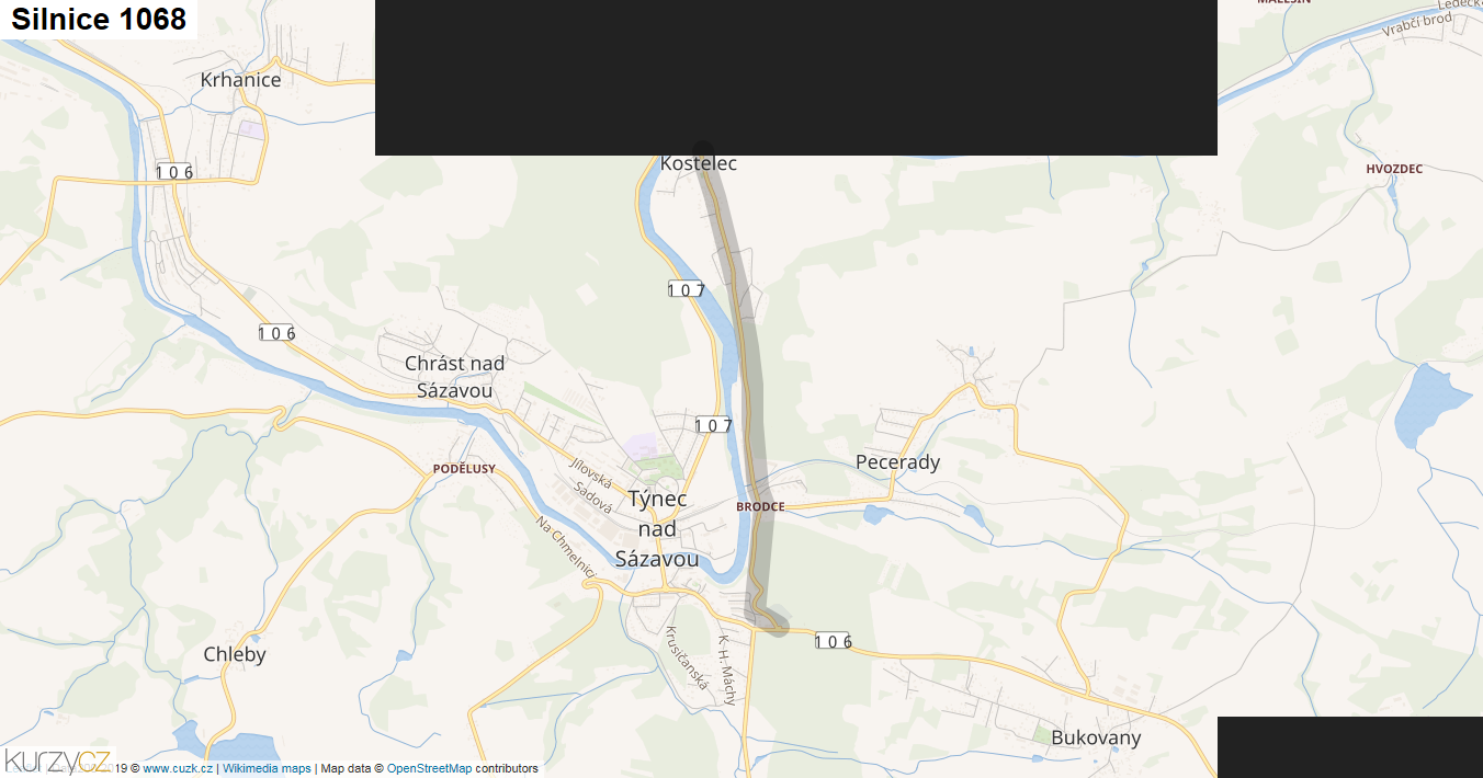 Silnice 1068 - mapa Silnice 1068