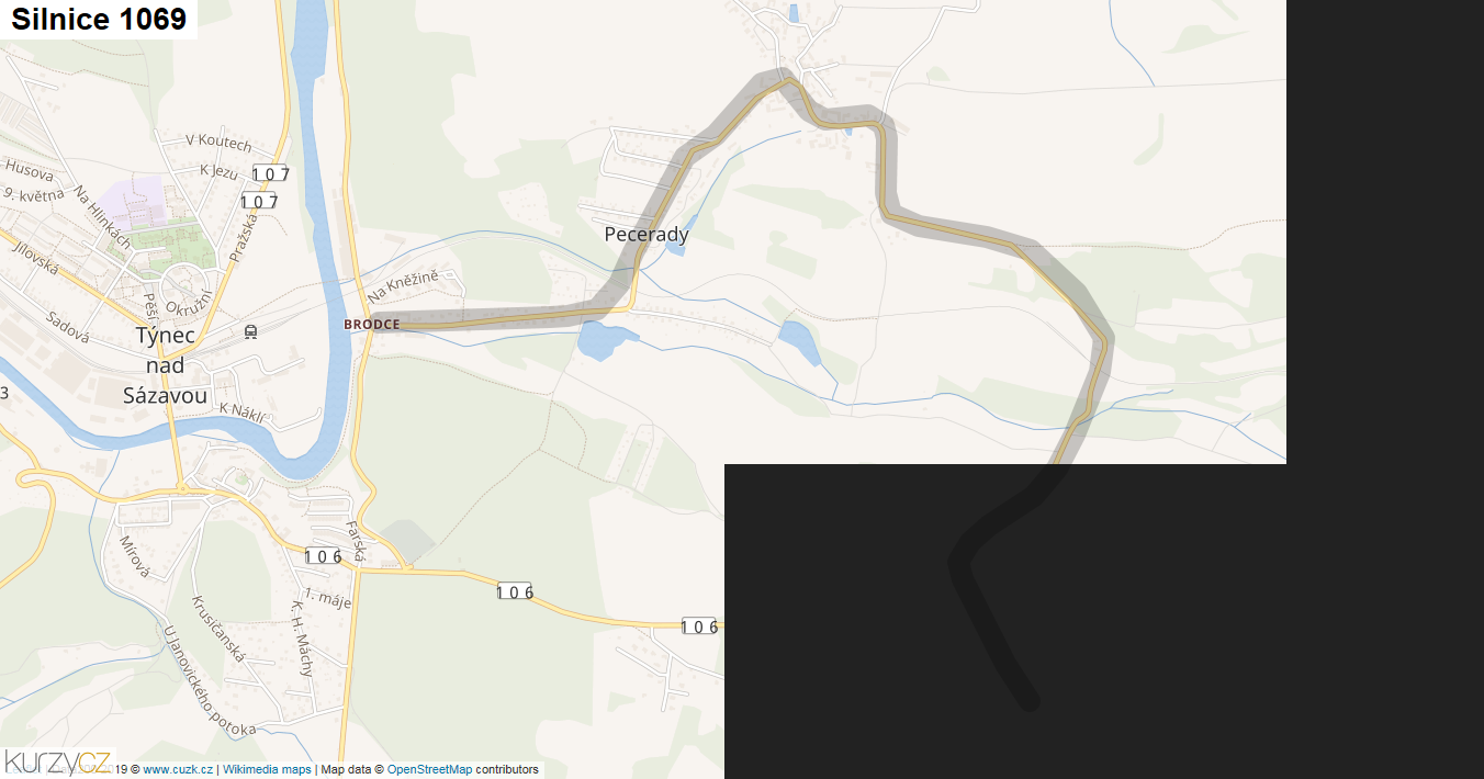 Silnice 1069 - mapa Silnice 1069
