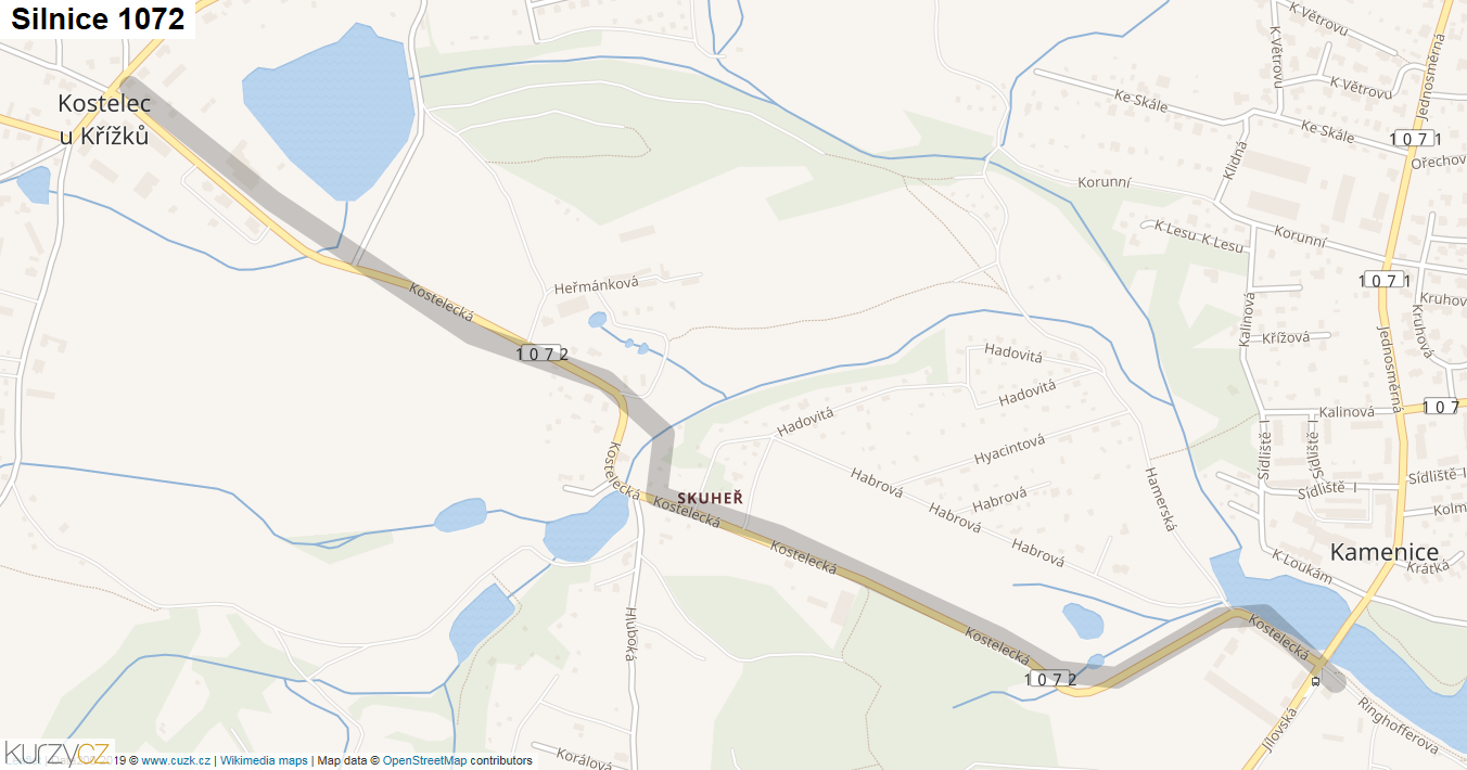 Silnice 1072 - mapa Silnice 1072