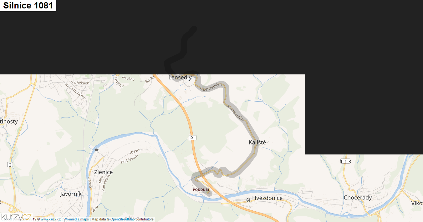 Silnice 1081 - mapa Silnice 1081