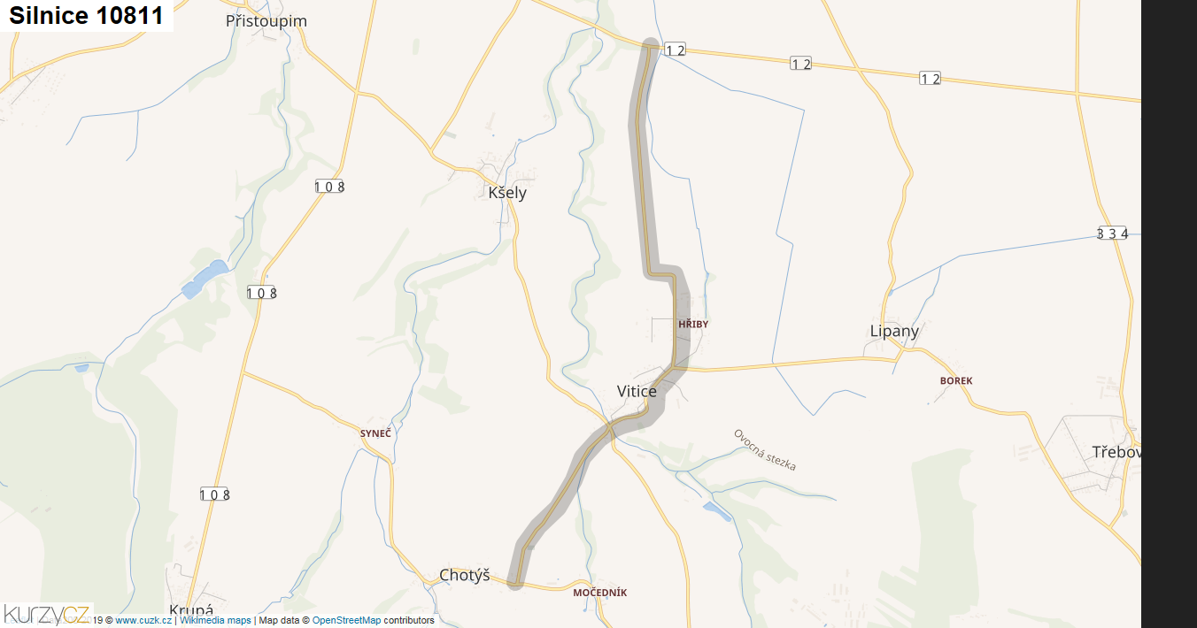 Silnice 10811 - mapa Silnice 10811