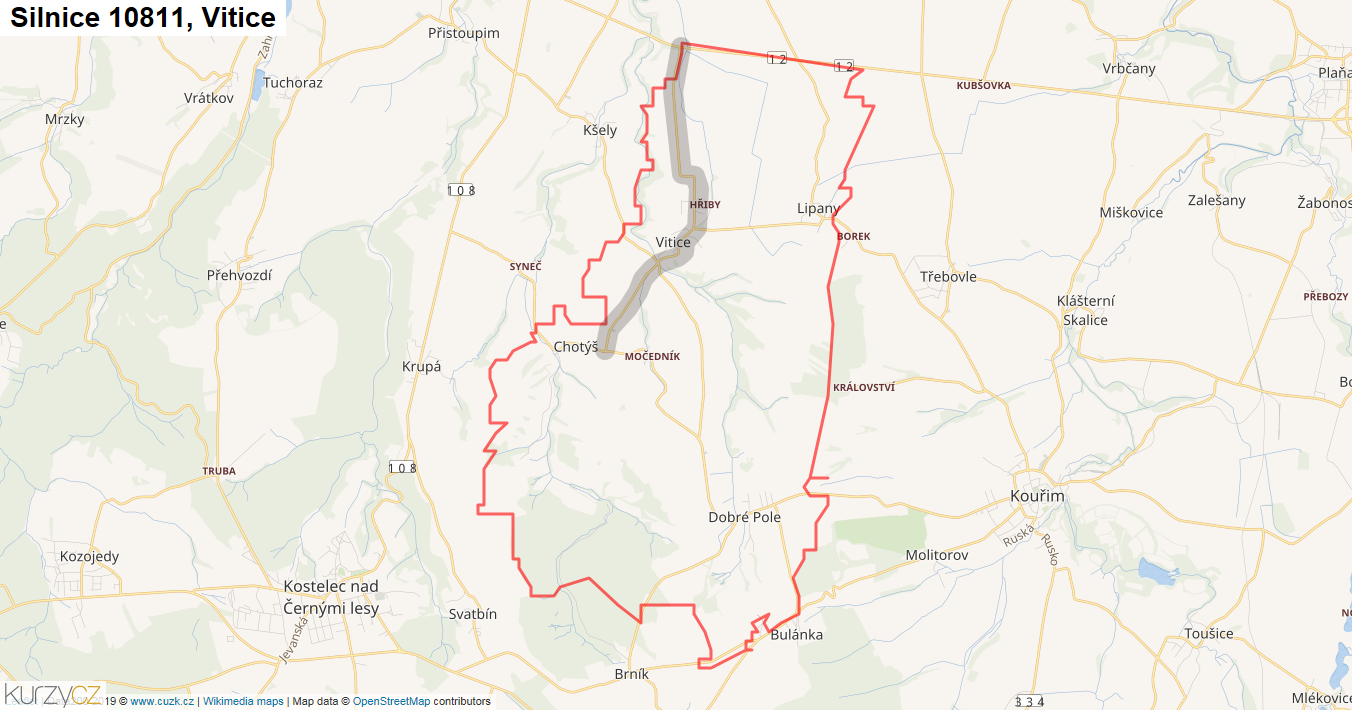 Vitice, Silnice 10811 - Mapa
