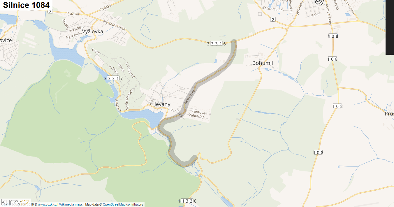 Silnice 1084 - mapa Silnice 1084