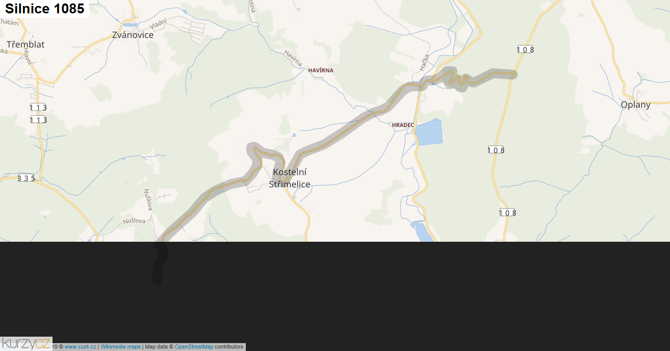 Silnice 1085 - mapa Silnice 1085