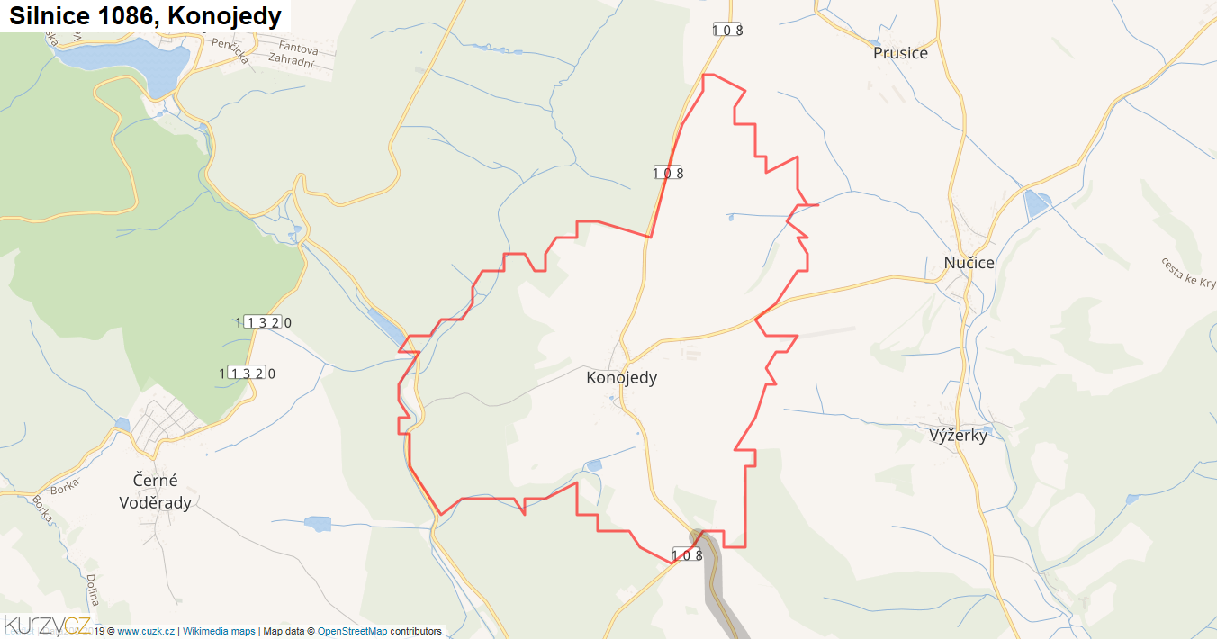 Konojedy, Silnice 1086 - Mapa