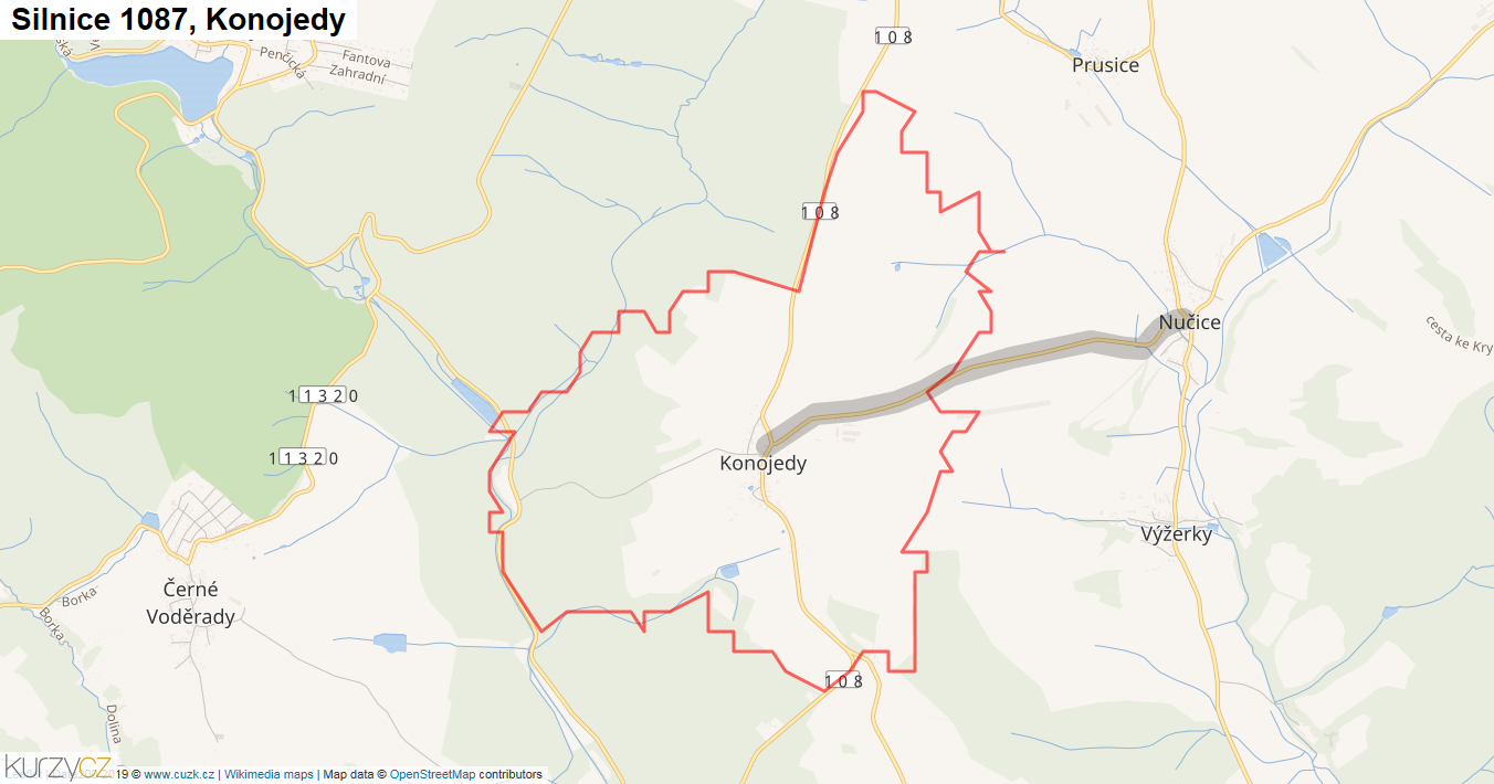 Konojedy, Silnice 1087 - Mapa