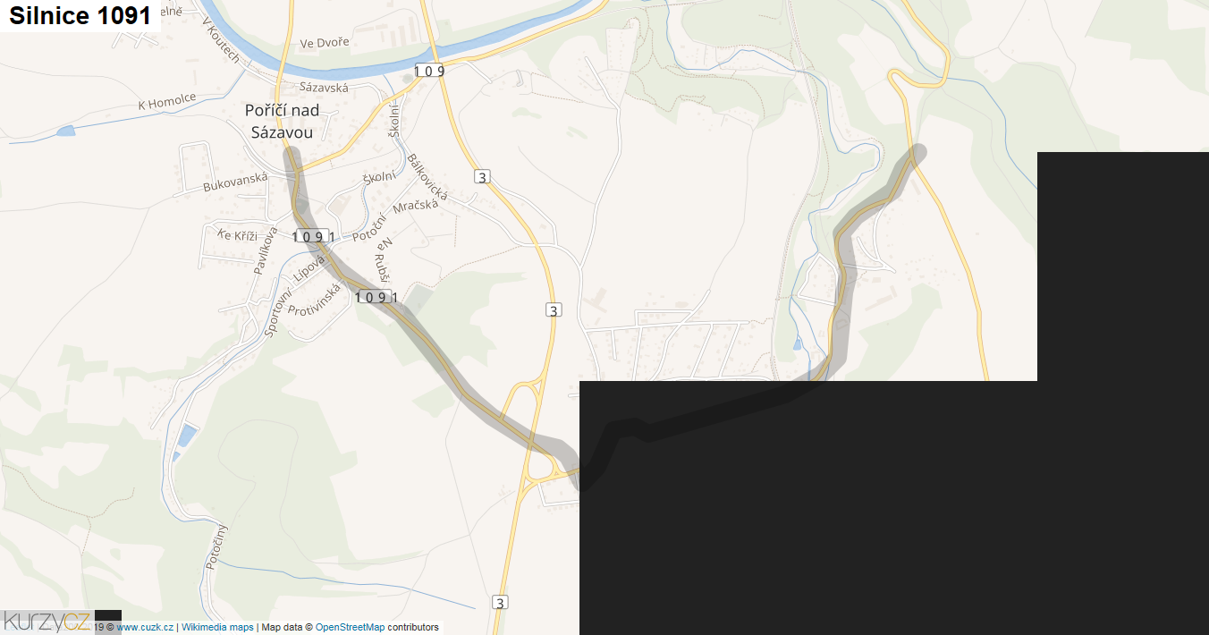 Silnice 1091 - mapa Silnice 1091