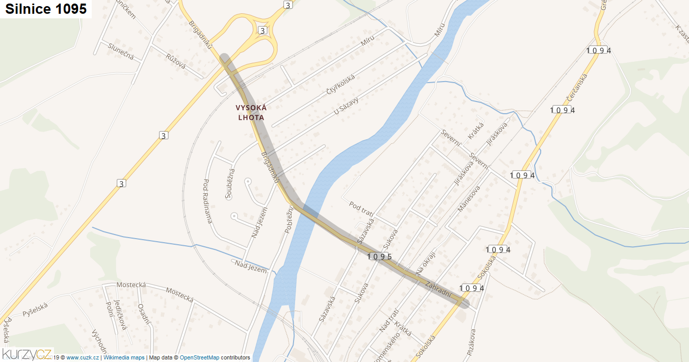 Silnice 1095 - mapa Silnice 1095