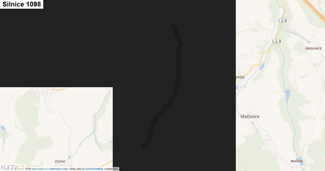 Silnice 1098 - mapa Silnice 1098