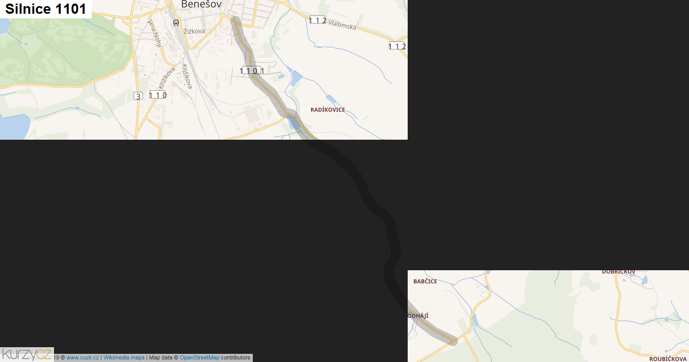 Silnice 1101 - mapa Silnice 1101