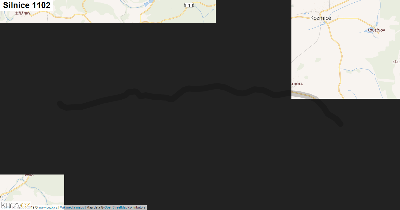 Silnice 1102 - mapa Silnice 1102