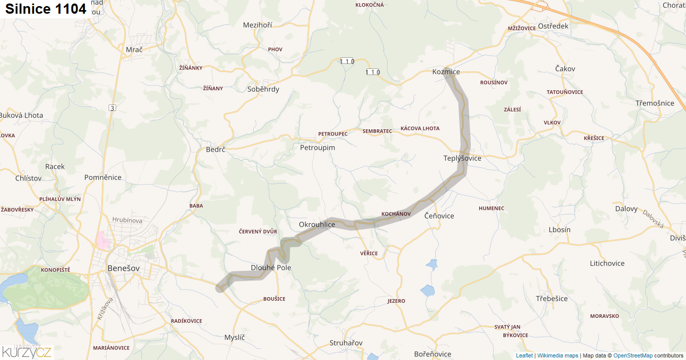 Silnice 1104 - mapa Silnice 1104