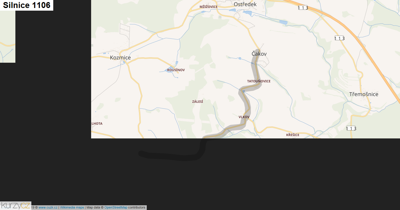 Silnice 1106 - mapa Silnice 1106