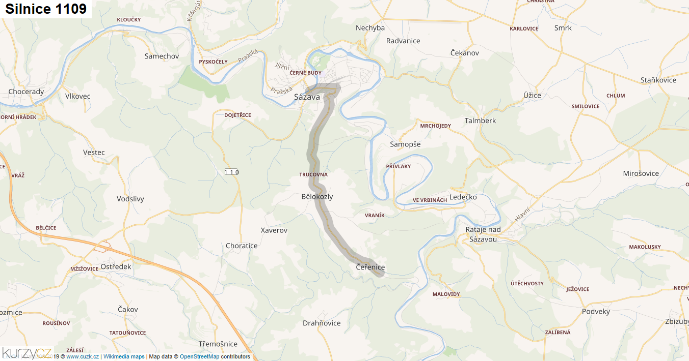 Silnice 1109 - mapa Silnice 1109