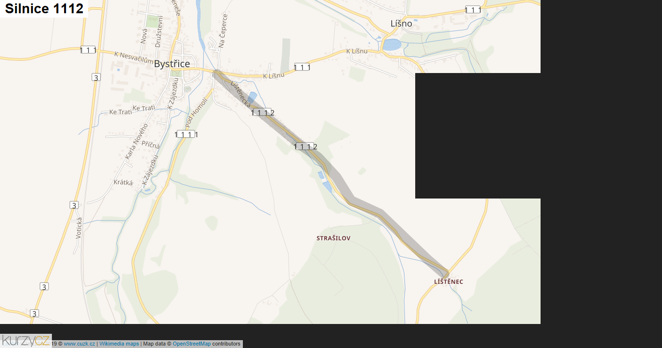 Silnice 1112 - mapa Silnice 1112