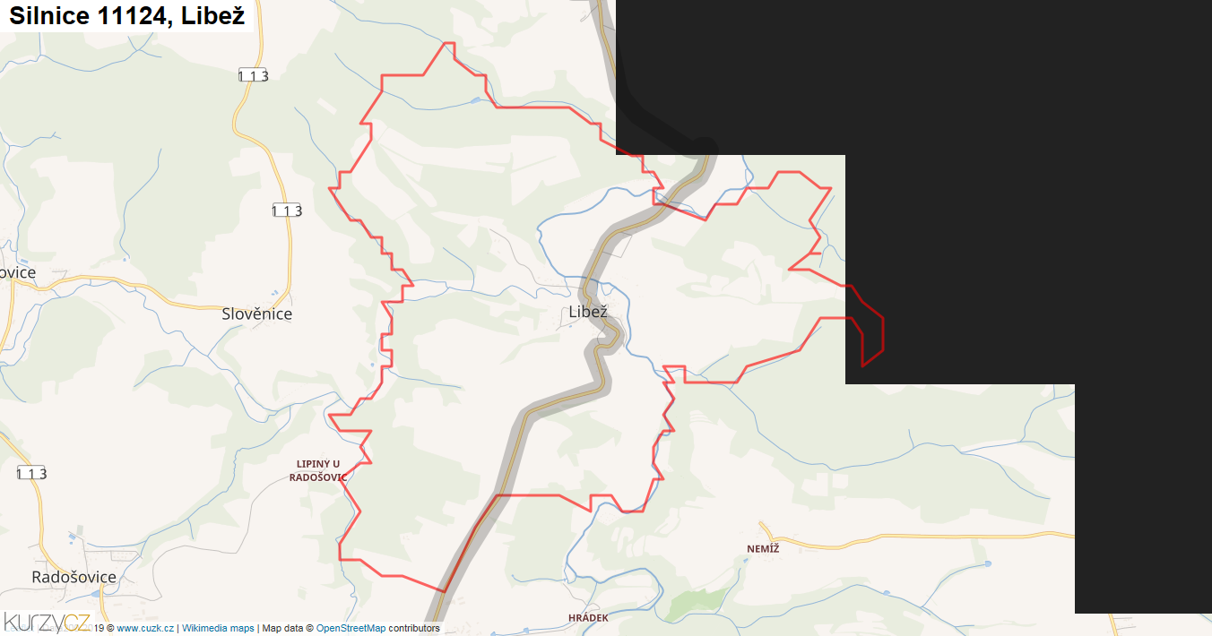 Libež, Silnice 11124 - Mapa