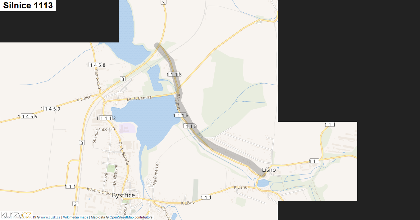 Silnice 1113 - mapa Silnice 1113