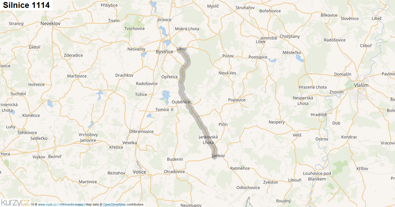 Silnice 1114 - mapa Silnice 1114