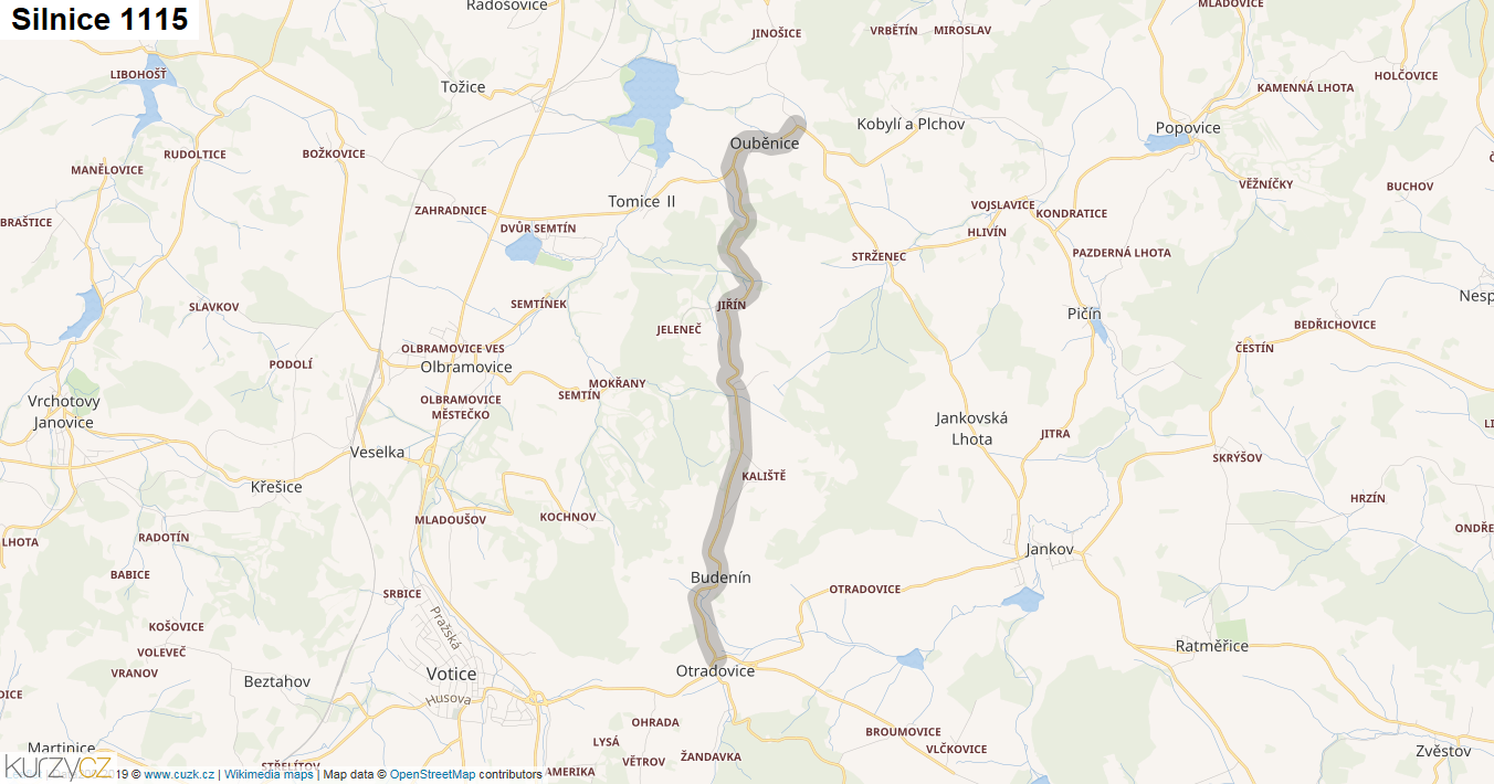 Silnice 1115 - mapa Silnice 1115