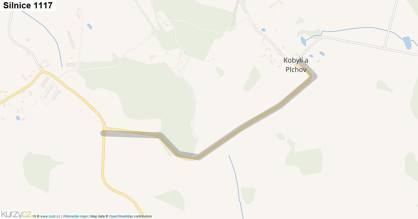 Silnice 1117 - mapa Silnice 1117