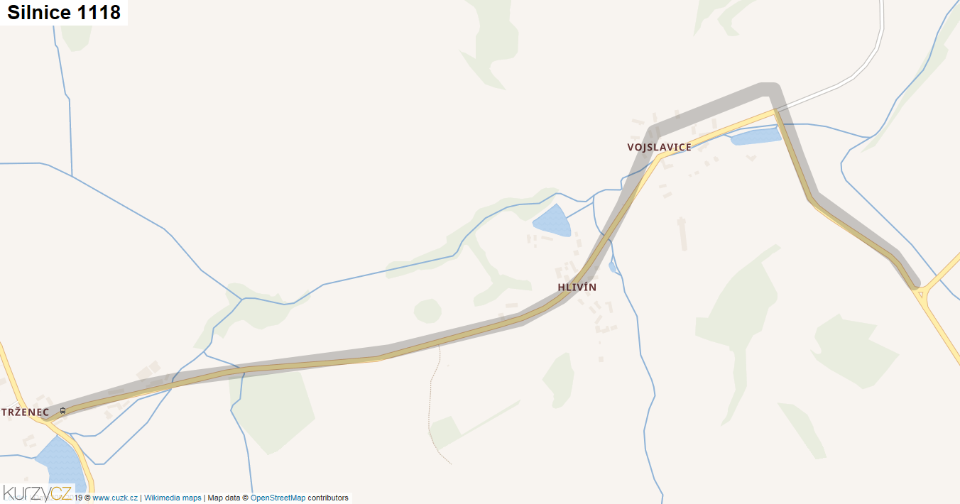 Silnice 1118 - mapa Silnice 1118
