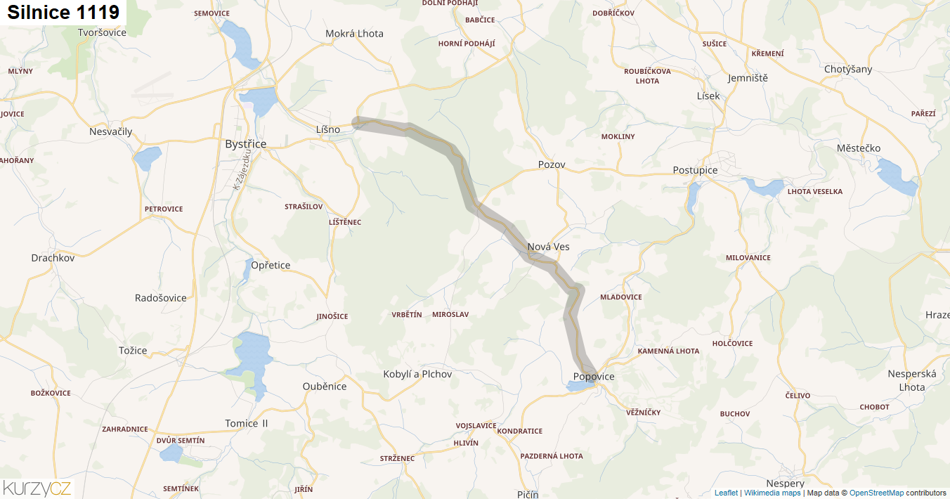 Silnice 1119 - mapa Silnice 1119