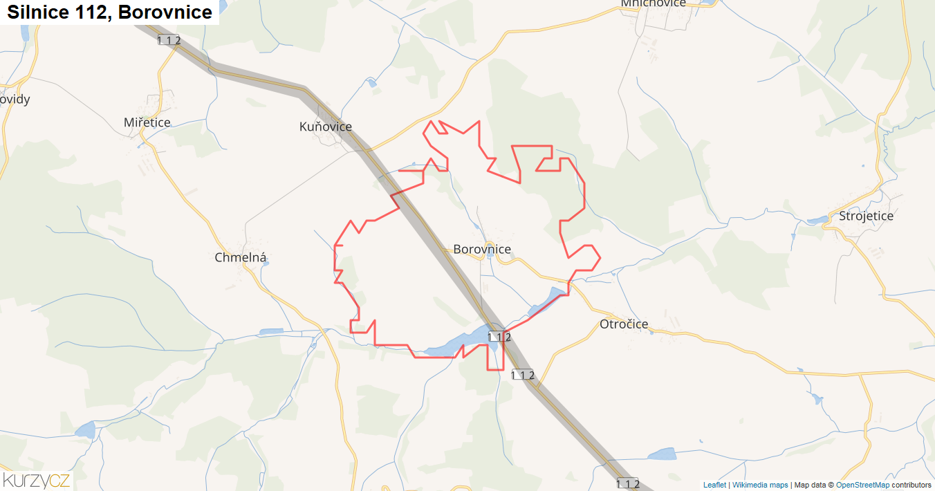 Borovnice, Silnice 112 - Mapa
