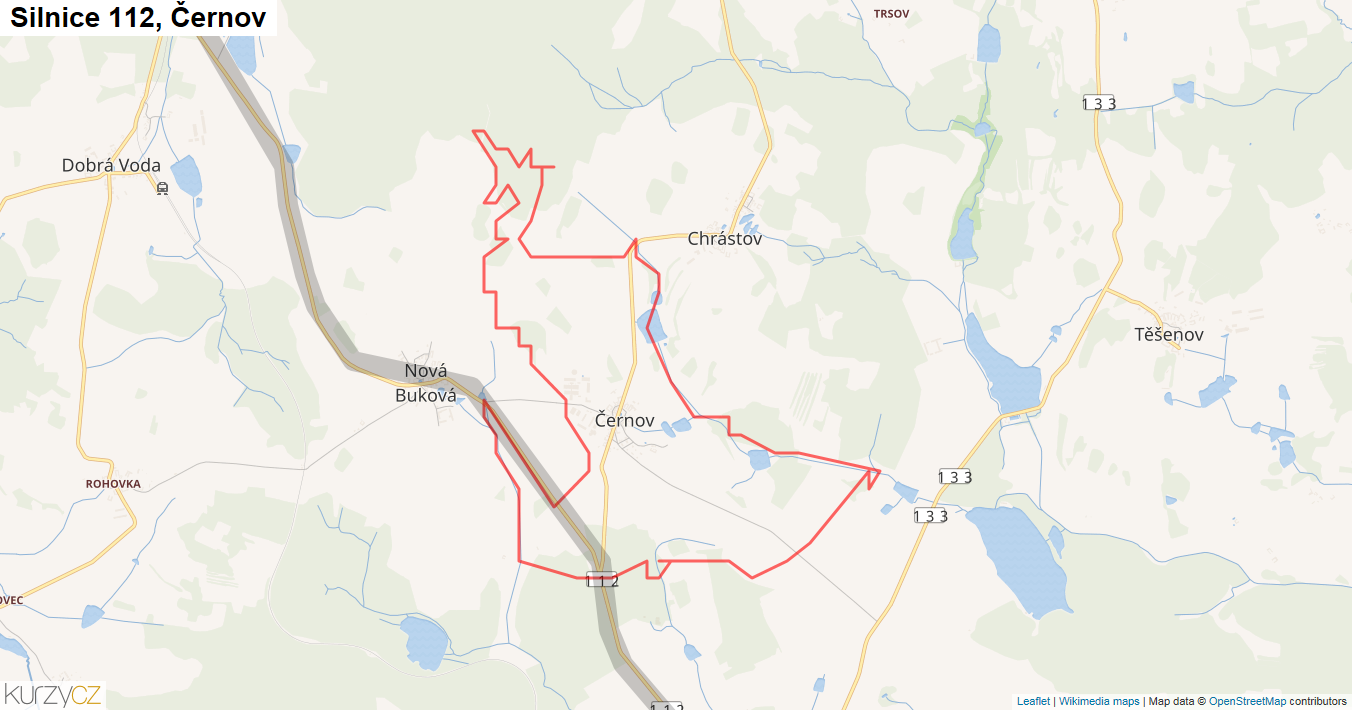 Černov, Silnice 112 - Mapa