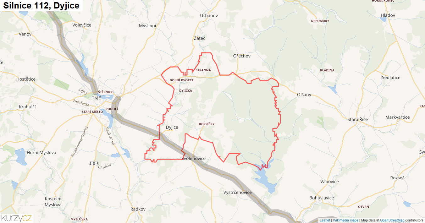 Dyjice, Silnice 112 - Mapa