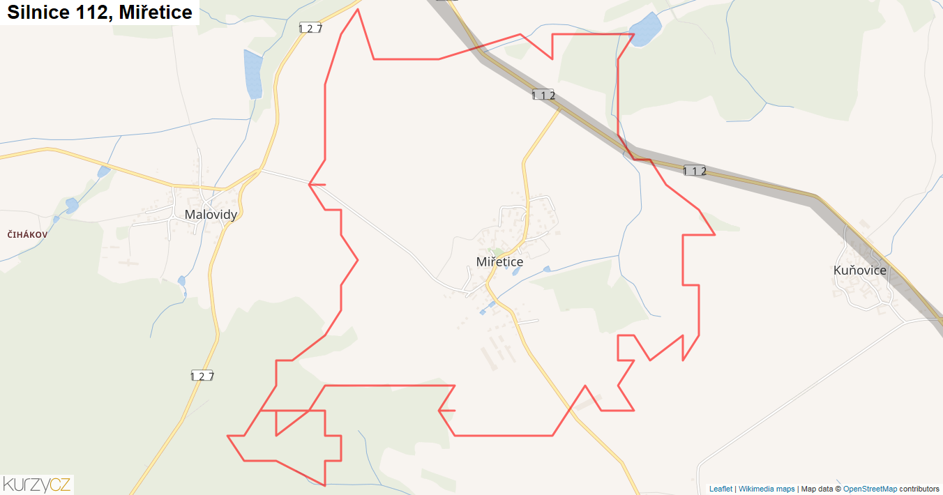 Miřetice, Silnice 112 - Mapa