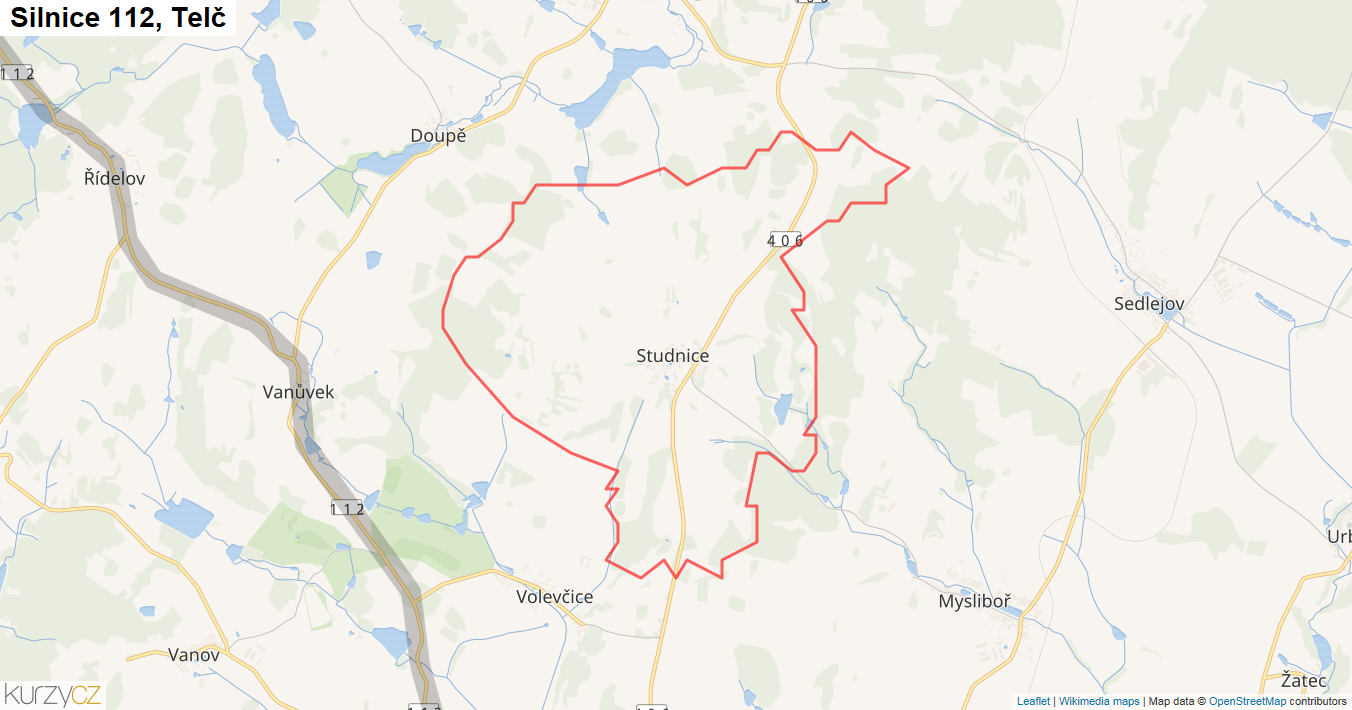 Telč, Silnice 112 - Mapa