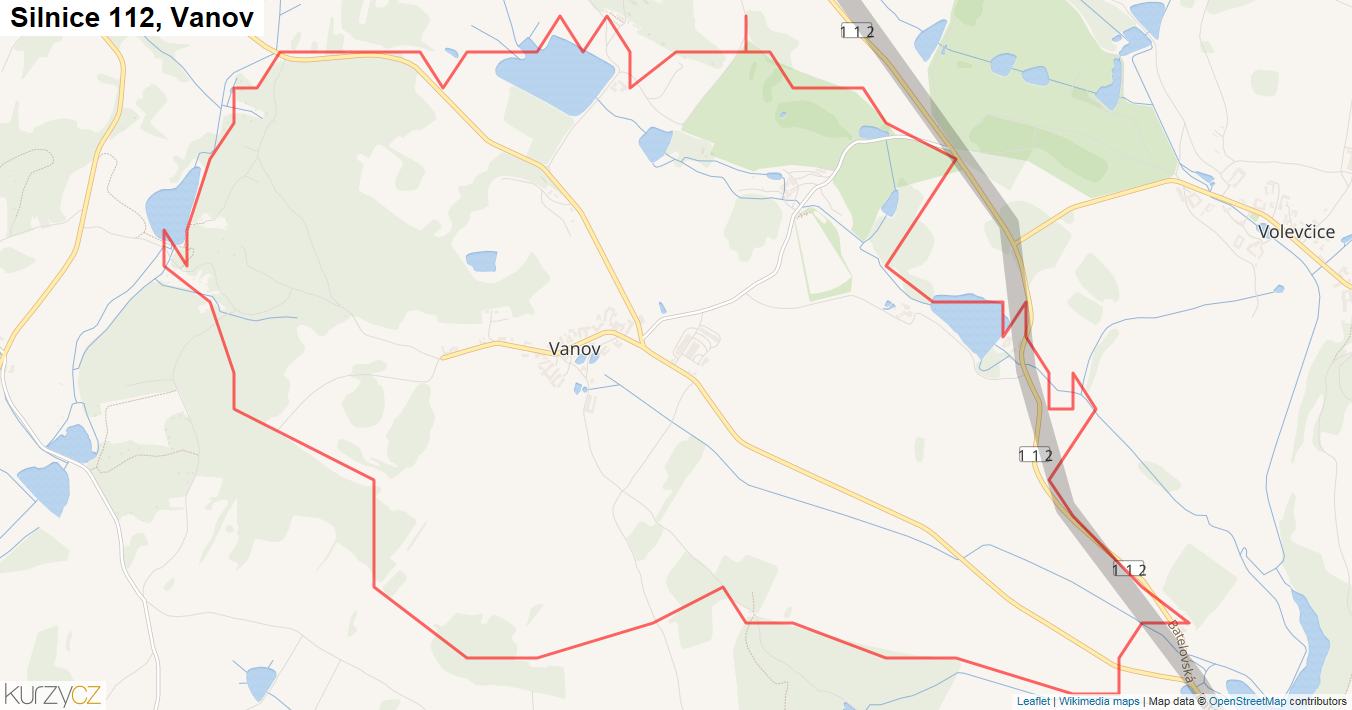 Vanov, Silnice 112 - Mapa
