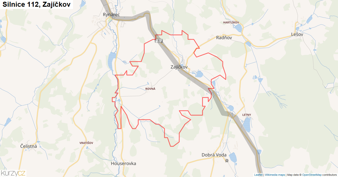 Zajíčkov, Silnice 112 - Mapa