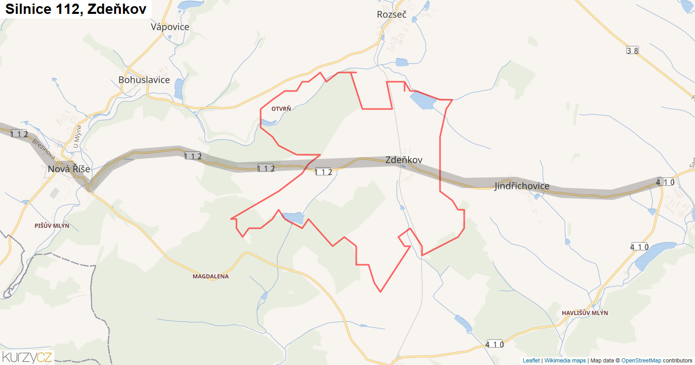 Zdeňkov, Silnice 112 - Mapa