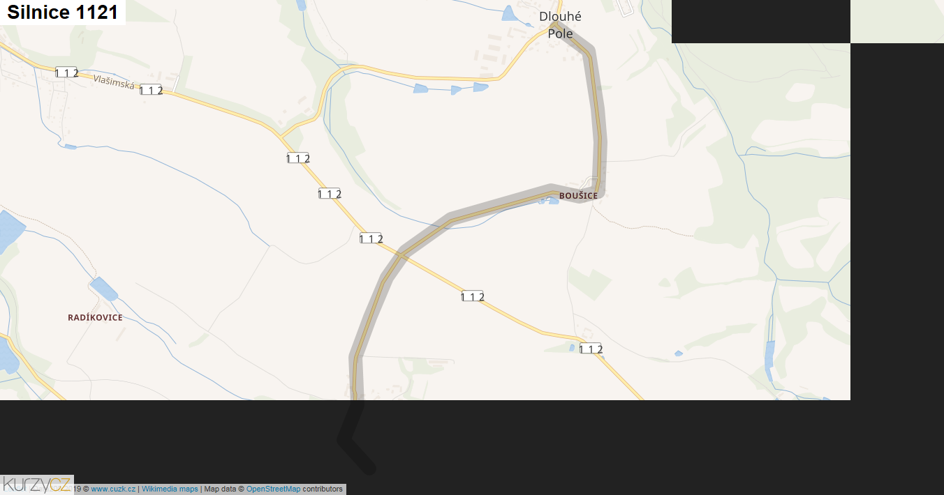 Silnice 1121 - mapa Silnice 1121