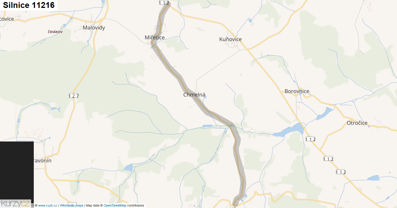 Silnice 11216 - mapa Silnice 11216