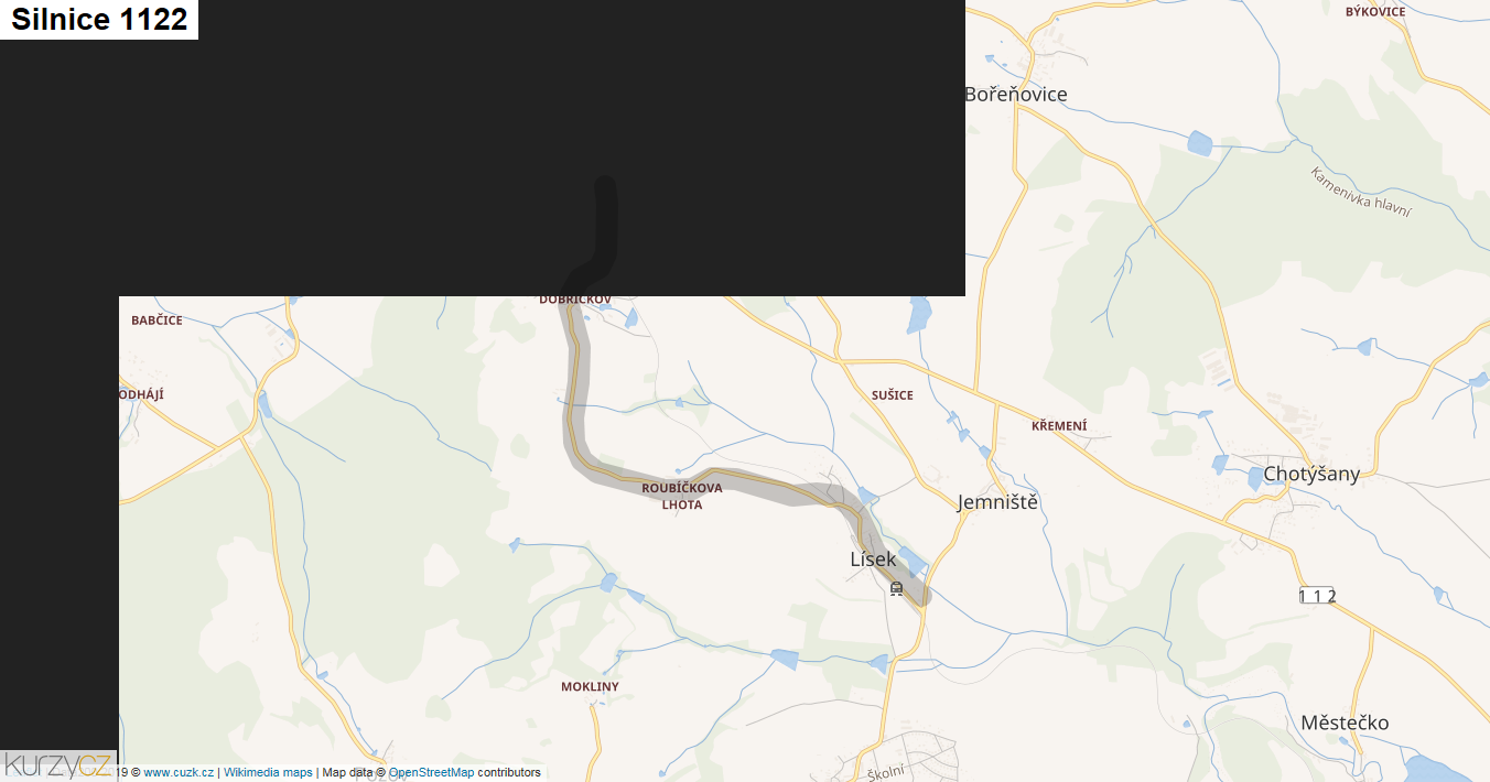 Silnice 1122 - mapa Silnice 1122