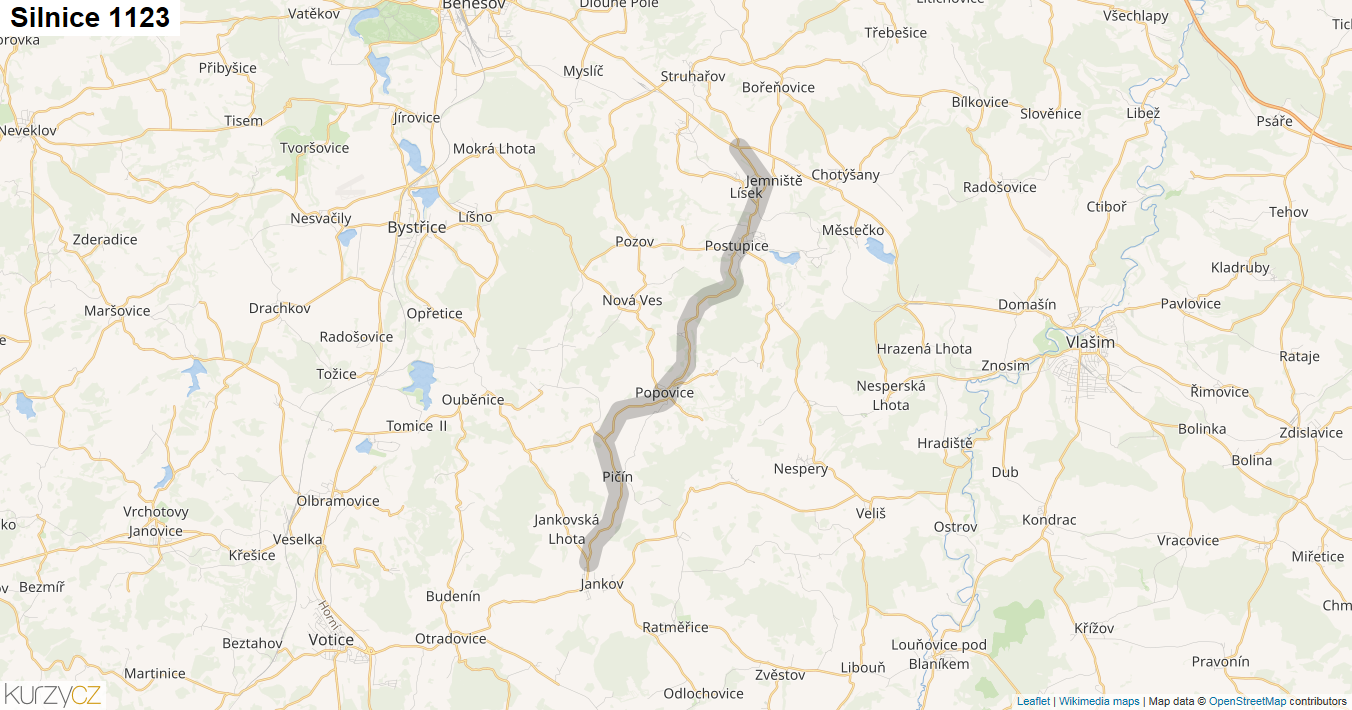 Silnice 1123 - mapa Silnice 1123