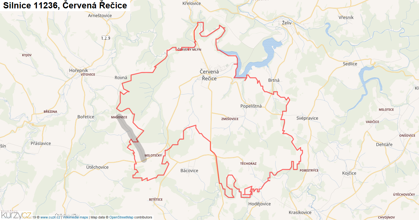 Červená Řečice, Silnice 11236 - Mapa