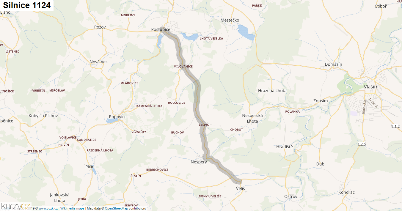 Silnice 1124 - mapa Silnice 1124