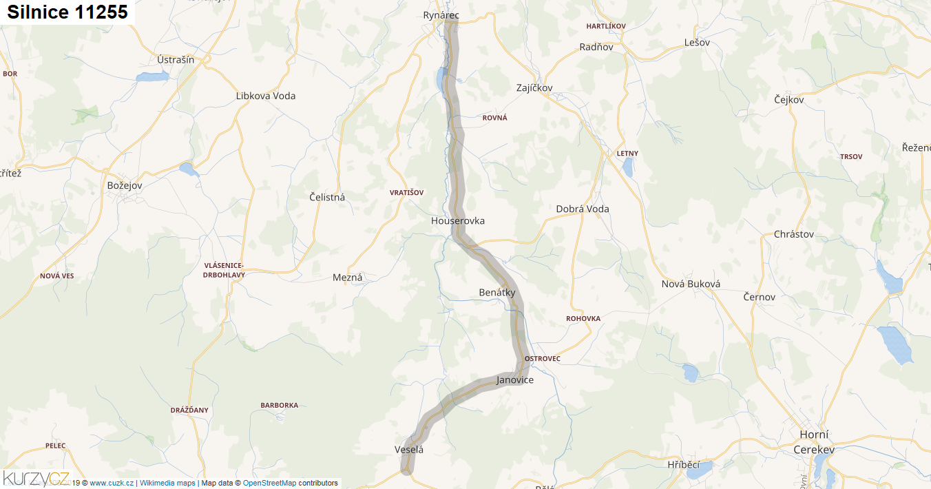 Silnice 11255 - mapa Silnice 11255
