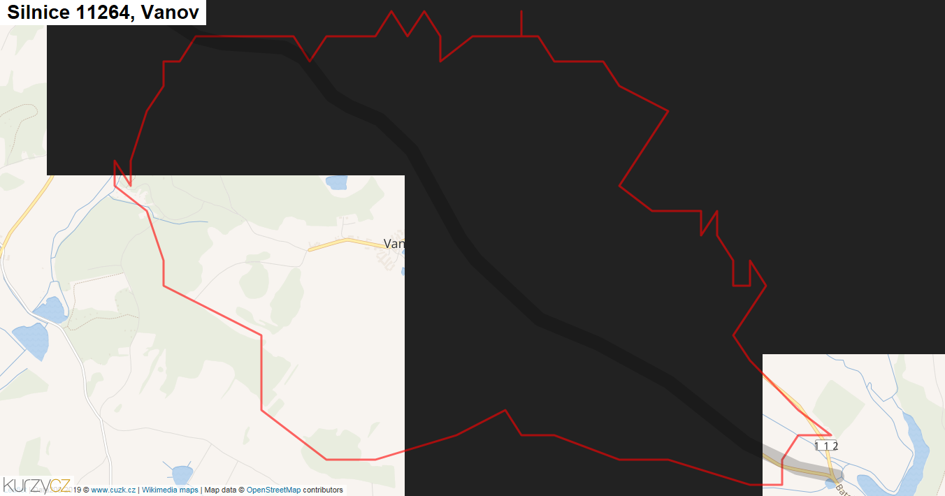Vanov, Silnice 11264 - Mapa