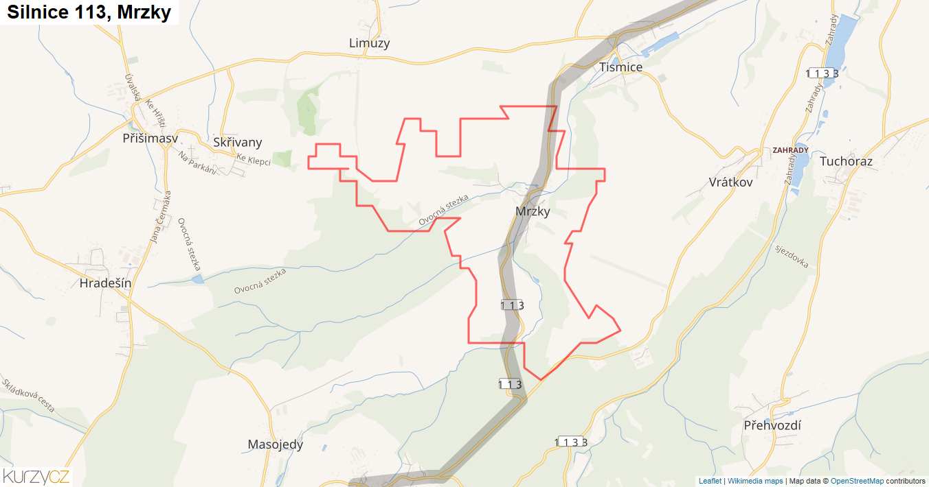 Mrzky, Silnice 113 - Mapa