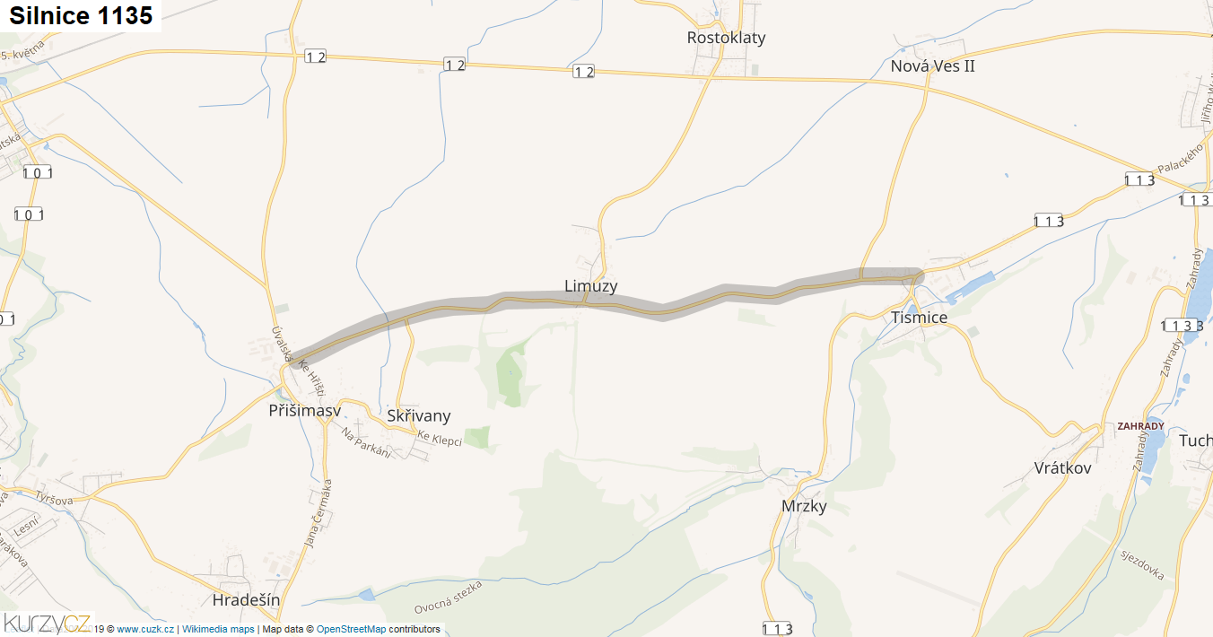 Silnice 1135 - mapa Silnice 1135
