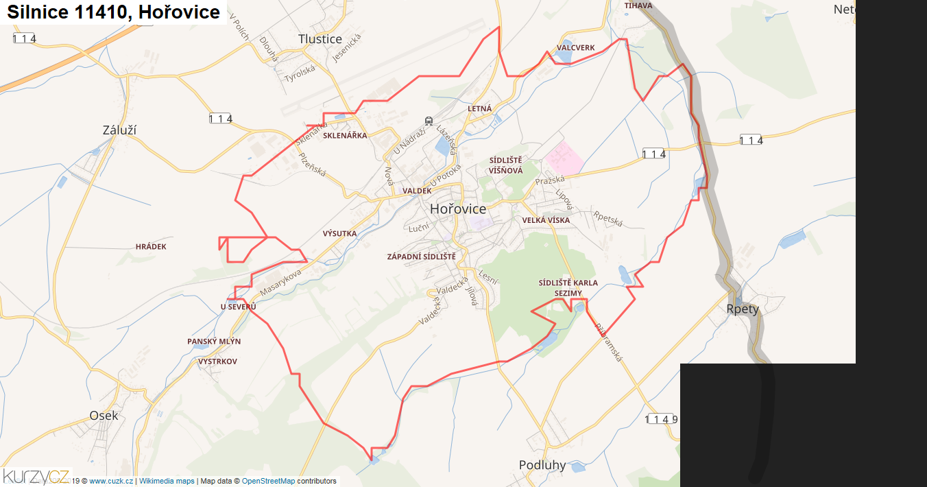 Hořovice, Silnice 11410 - Mapa